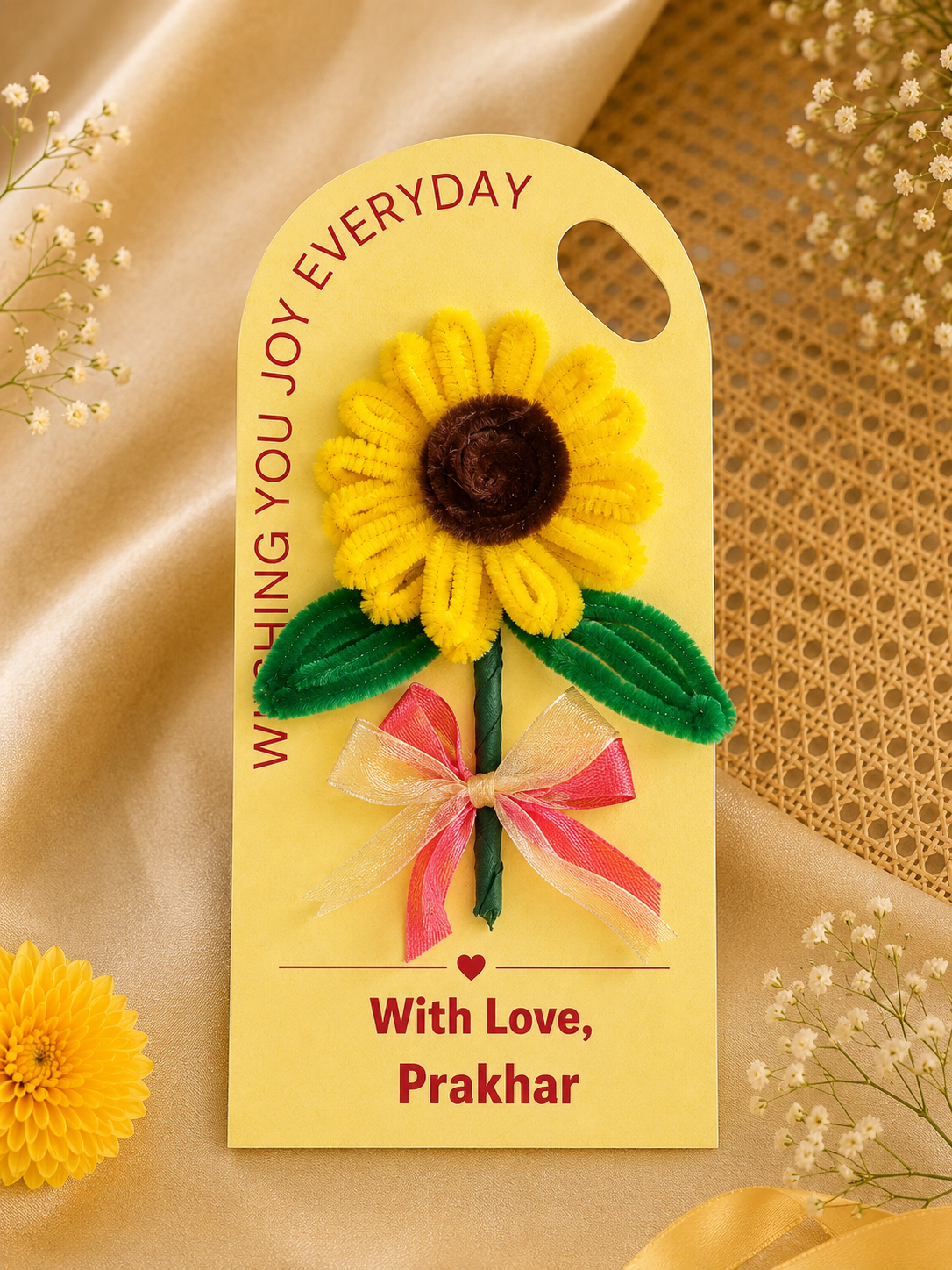 Forever Chenille Flower Personalised Card