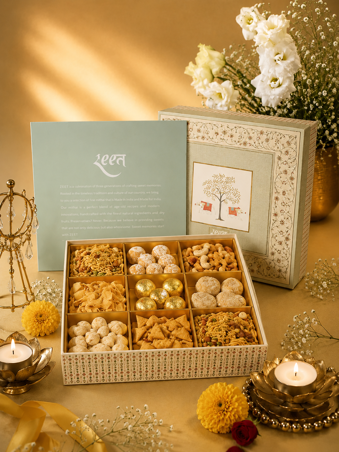 Royal Cream Collection - 9 Section Bhaji Box