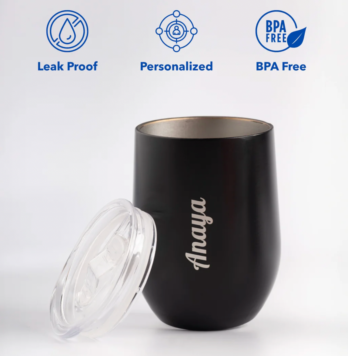 Personalized Dome Black Cup | 360ml